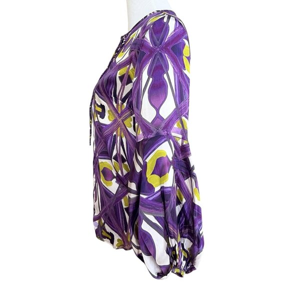 Silvia Tcherassi Borsani Blouse Purple Kaleidoscope Silk Top Shirt Size Small - Picture 5 of 9